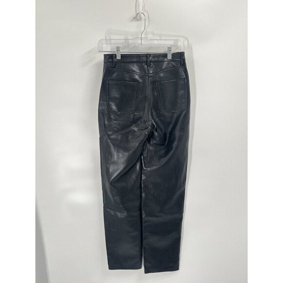 Wilfred Aritzia Melina Black Faux Leather Straight Leg Pants Sz 2 - Picture 5 of 7